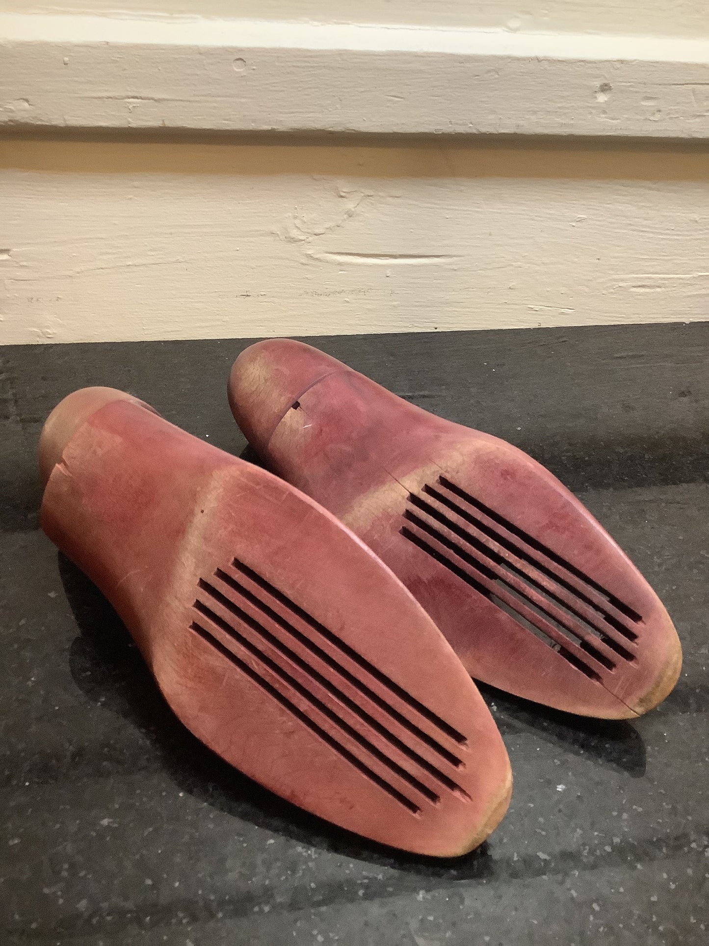 Wooden Shoes Pair Vintage Mold Solid Wood Bookends