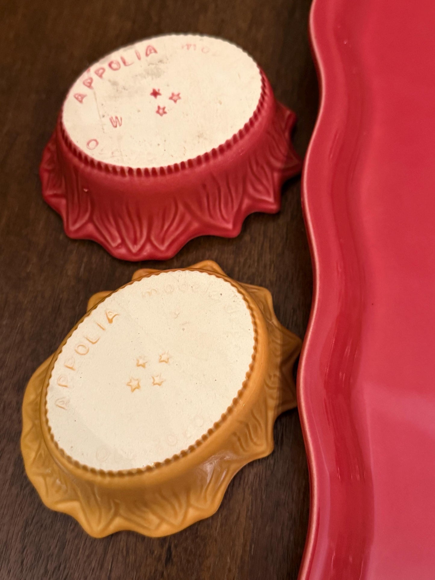 Vintage Appolia French Ceramic Serving Set – Rectangular Platter + 2 Sunflower Bowls – France Stoneware