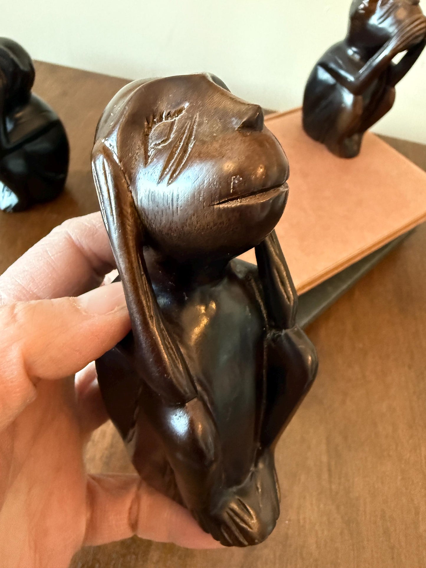 Vintage Hand Carved Three Wise Monkeys Set