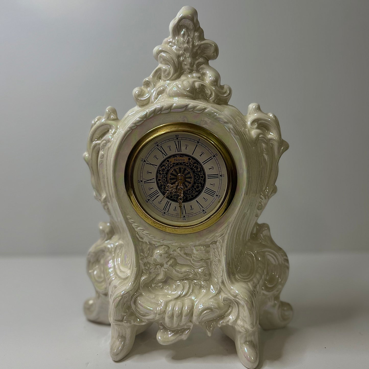 Vintage Baroque-Style Ceramic Mantel Clock