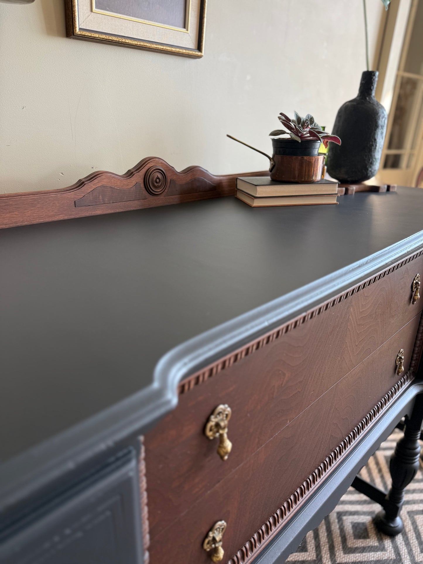 Elegant Solid Wood Buffet Refinished Sideboard
