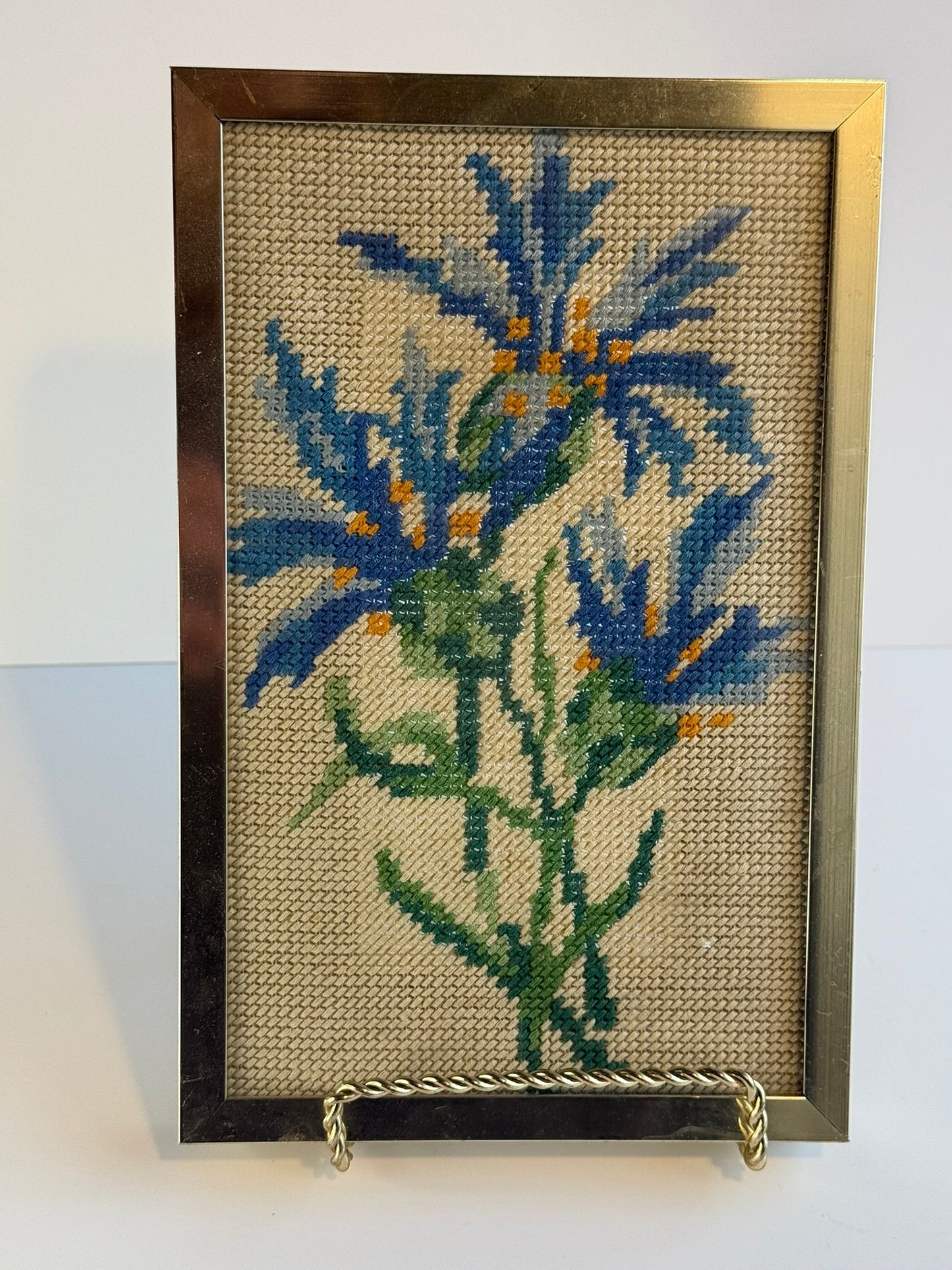 Vintage Framed Floral Needlepoint