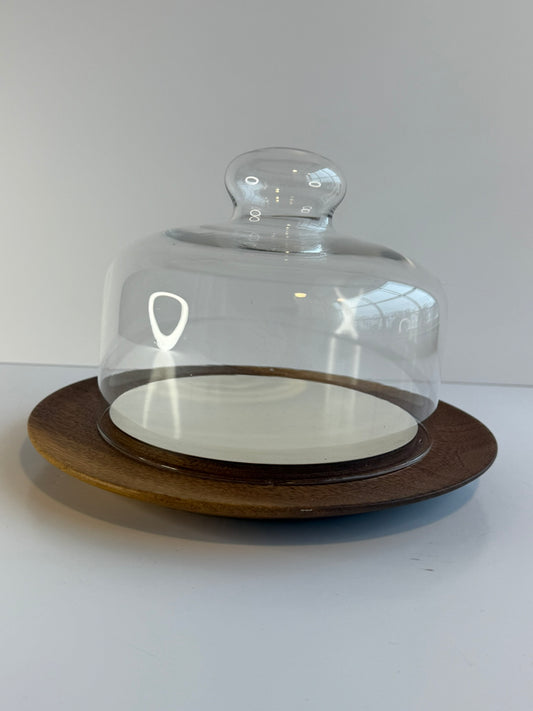 Vintage Cheese Board with Glass Dome