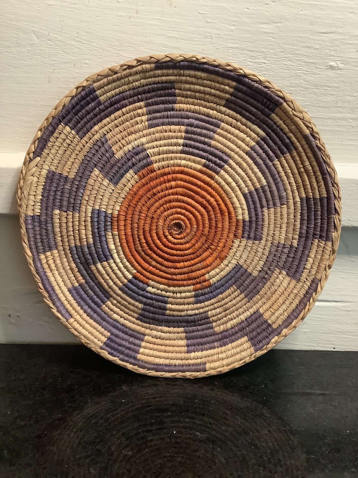 Ethnic Basket Boho Wall Art Fiber Rattan Colourful African Style Natural