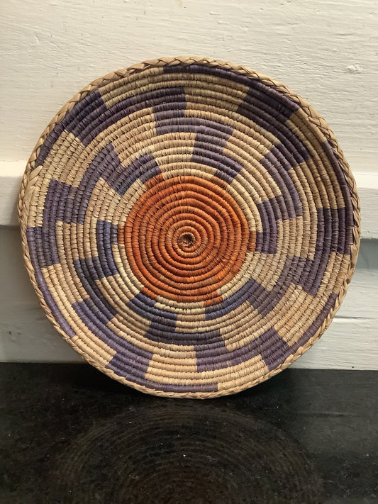 Ethnic Basket Boho Wall Art Fiber Rattan Colourful African Style Natural