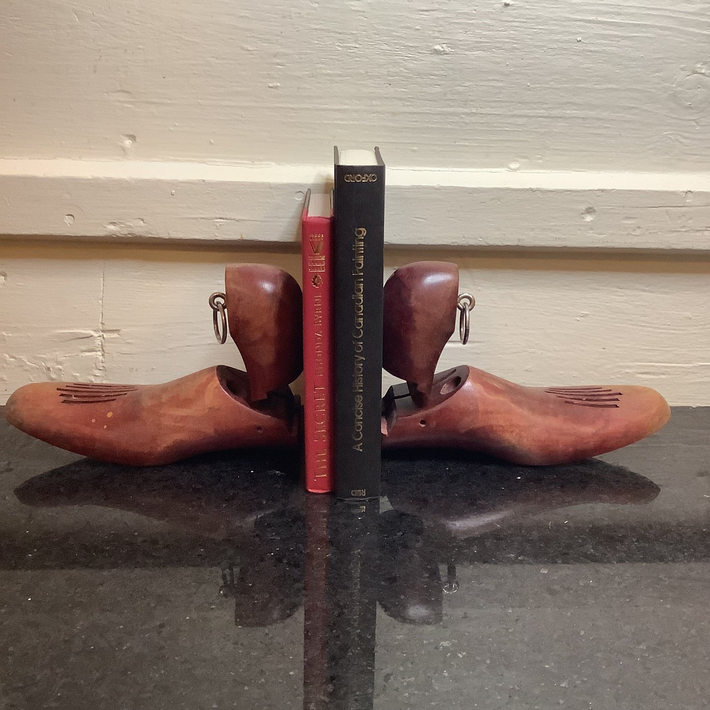 Wooden Shoes Pair Vintage Mold Solid Wood Bookends
