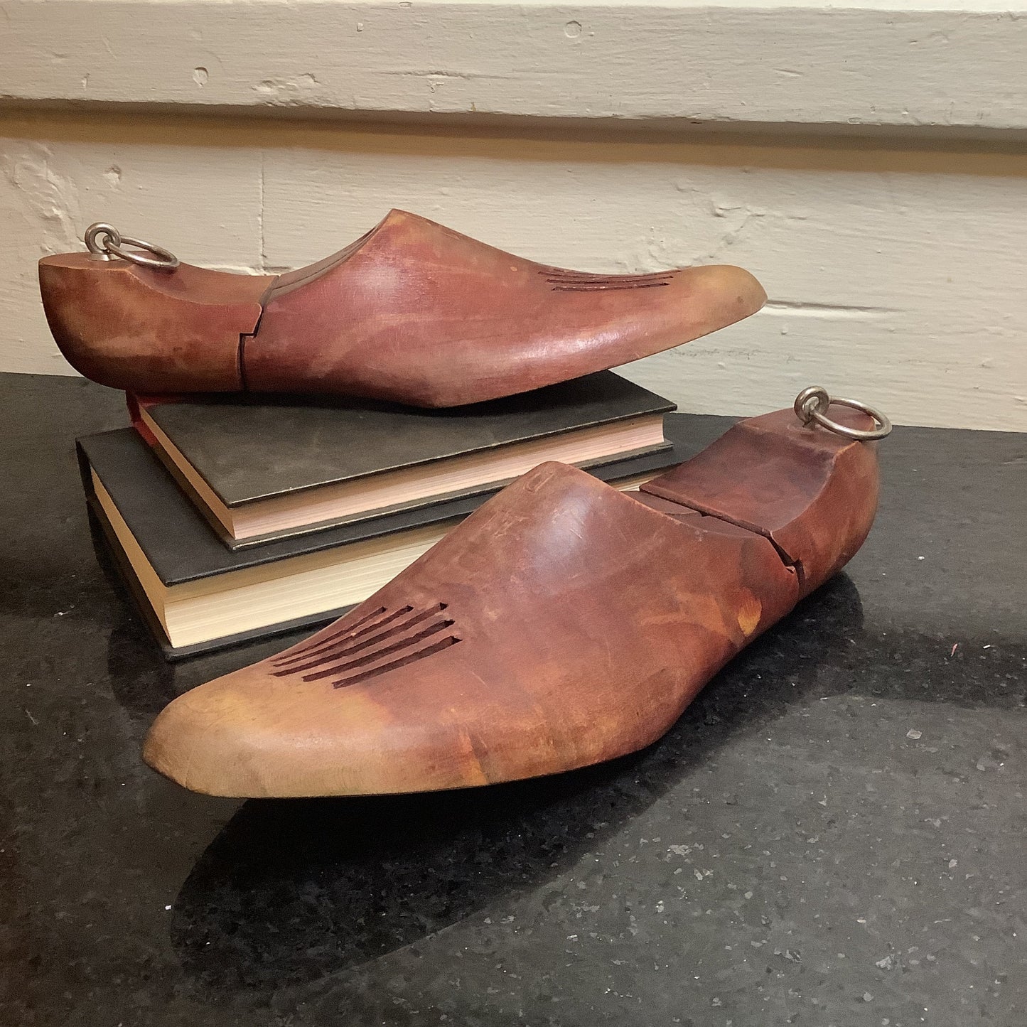 Wooden Shoes Pair Vintage Mold Solid Wood Bookends