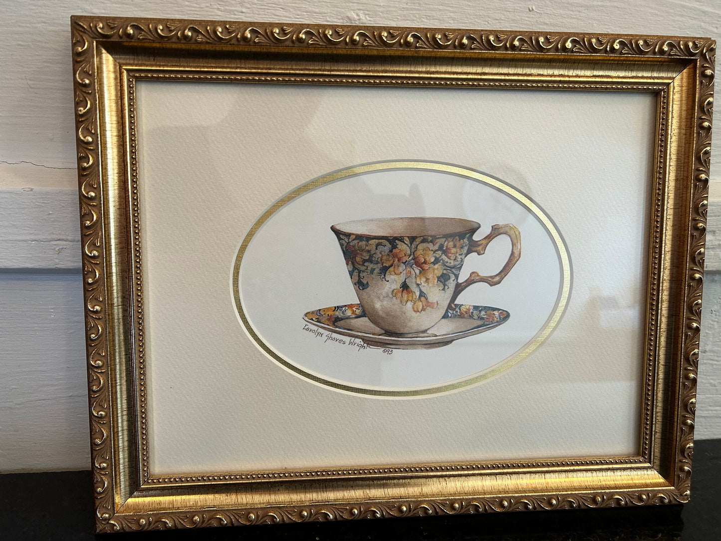 Carolyn Shores Wright Teacup Print Gorgeous Nicely Framed