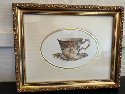 Carolyn Shores Wright Teacup Print Gorgeous Nicely Framed