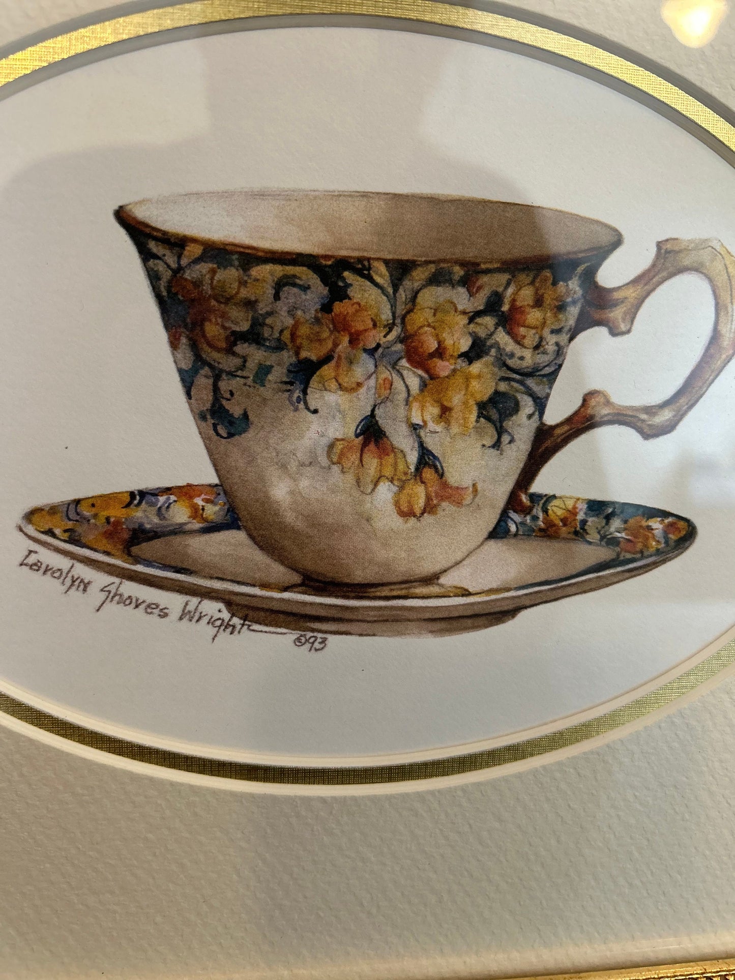 Carolyn Shores Wright Teacup Print Gorgeous Nicely Framed