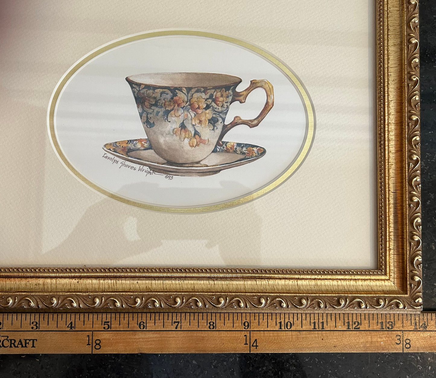 Carolyn Shores Wright Teacup Print Gorgeous Nicely Framed