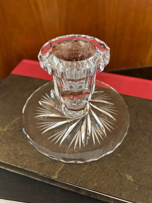 Vintage Crystal Glass Pinwheel Candle Holder Candlestick Romantic Old Hollywood Regency Retro Decor