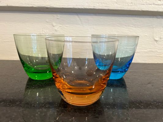 Vintage Mid Century Colorful Cocktail Glasses Set Of 3 MCM Glasses
