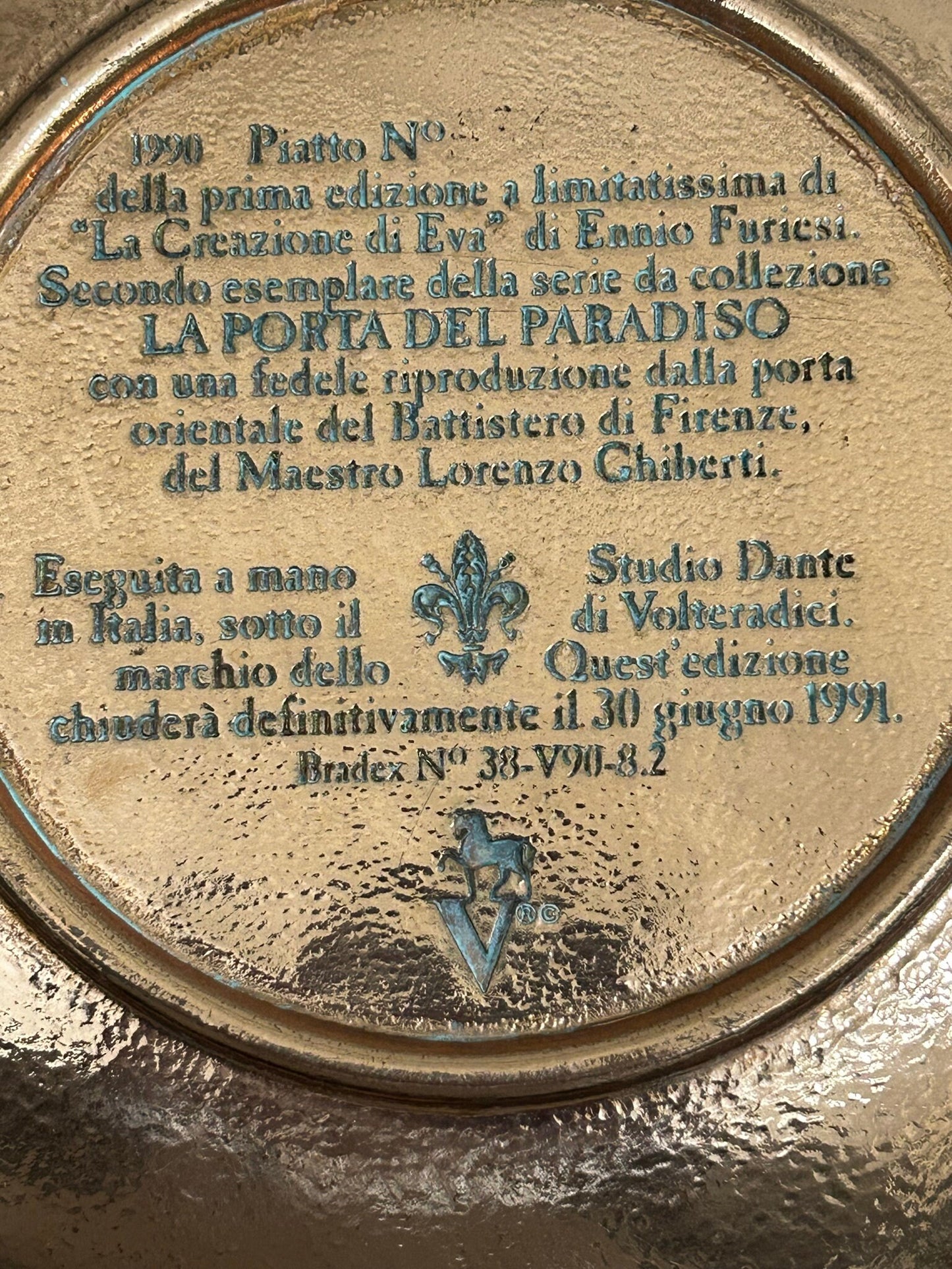 Decorative Wall Plate "La Porta del Paradiso" Made in Italy