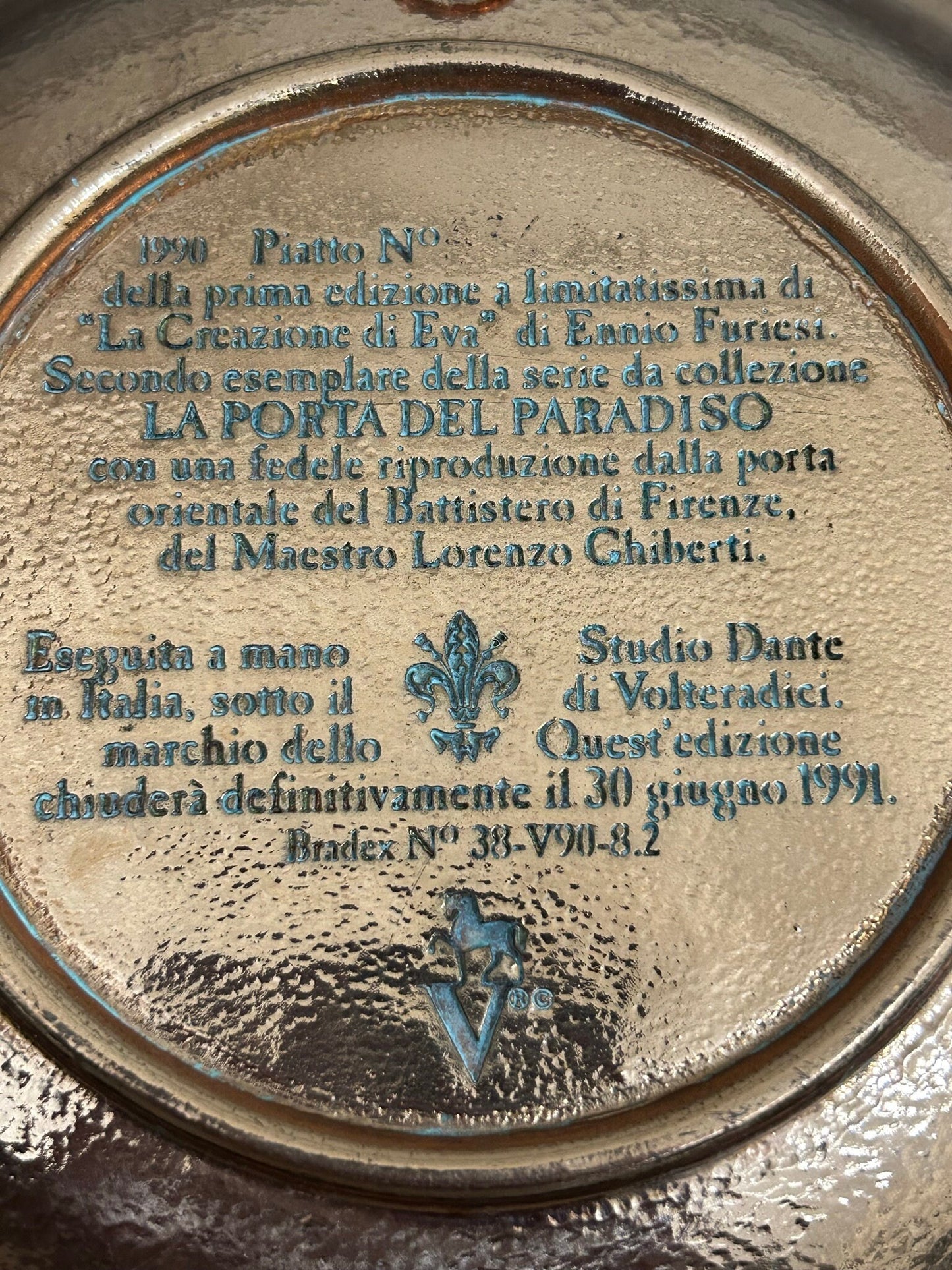 Decorative Wall Plate "La Porta del Paradiso" Made in Italy