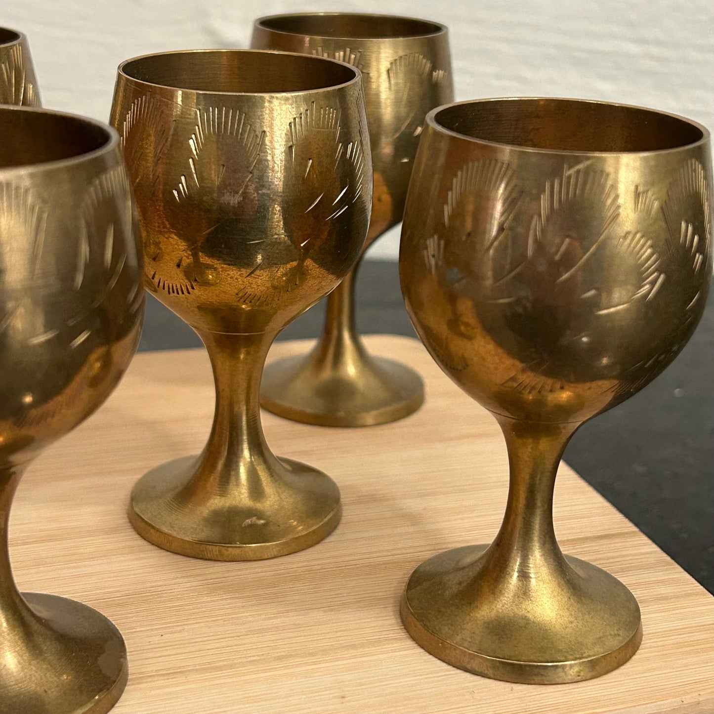 Brass Shot Glasses Vintage Barware Drinkware Brass Collection