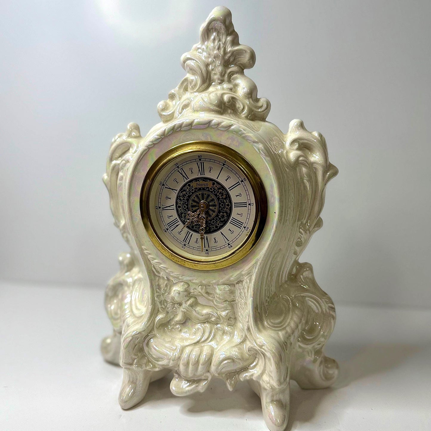 Vintage Baroque-Style Ceramic Mantel Clock