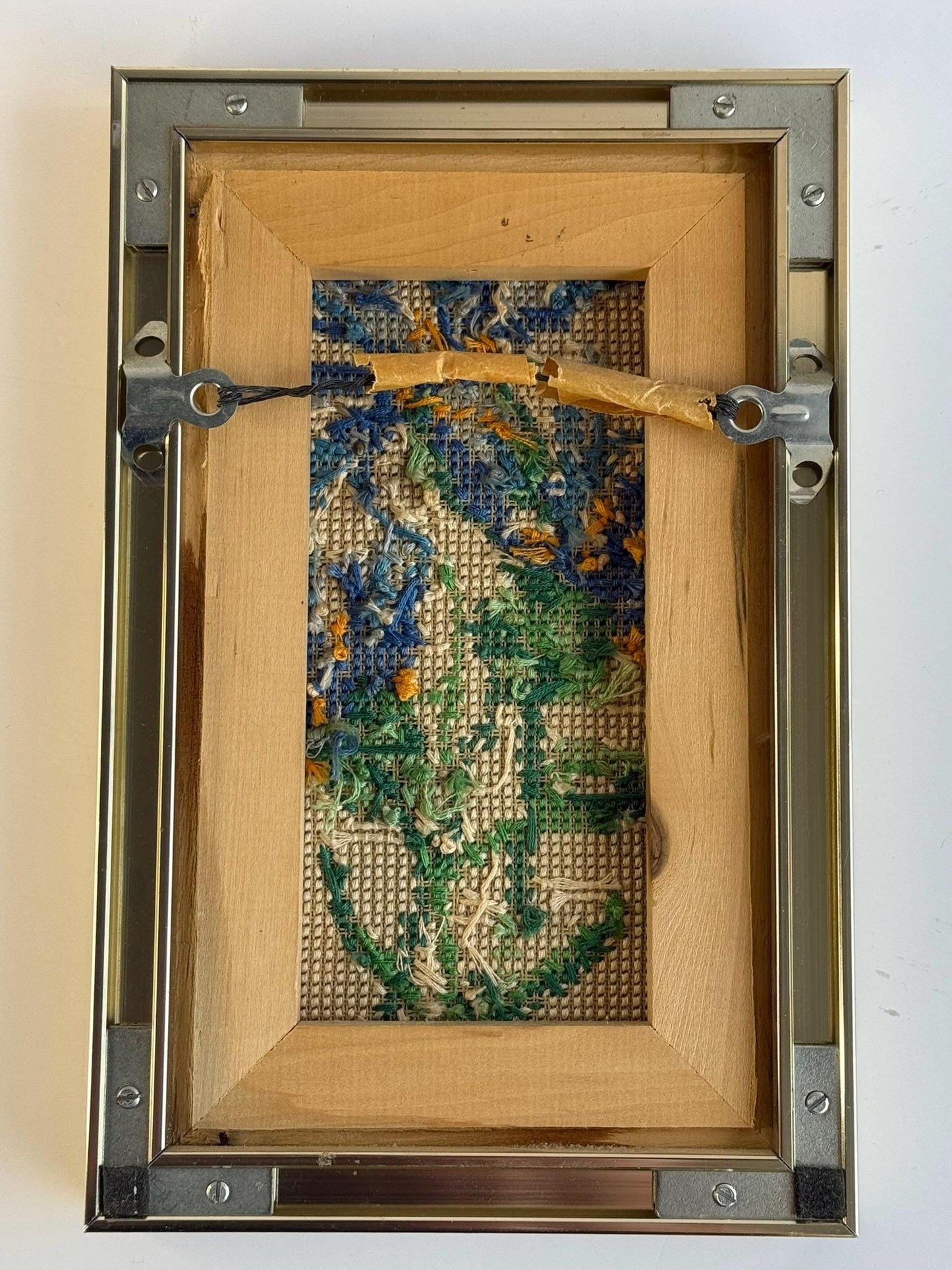 Floral Needlepoint Framed Embroidery Wall Art