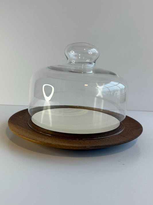 Vintage Cheese Board With Glass Dome