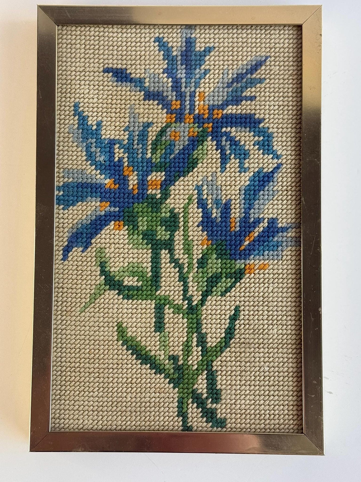 Floral Needlepoint Framed Embroidery Wall Art