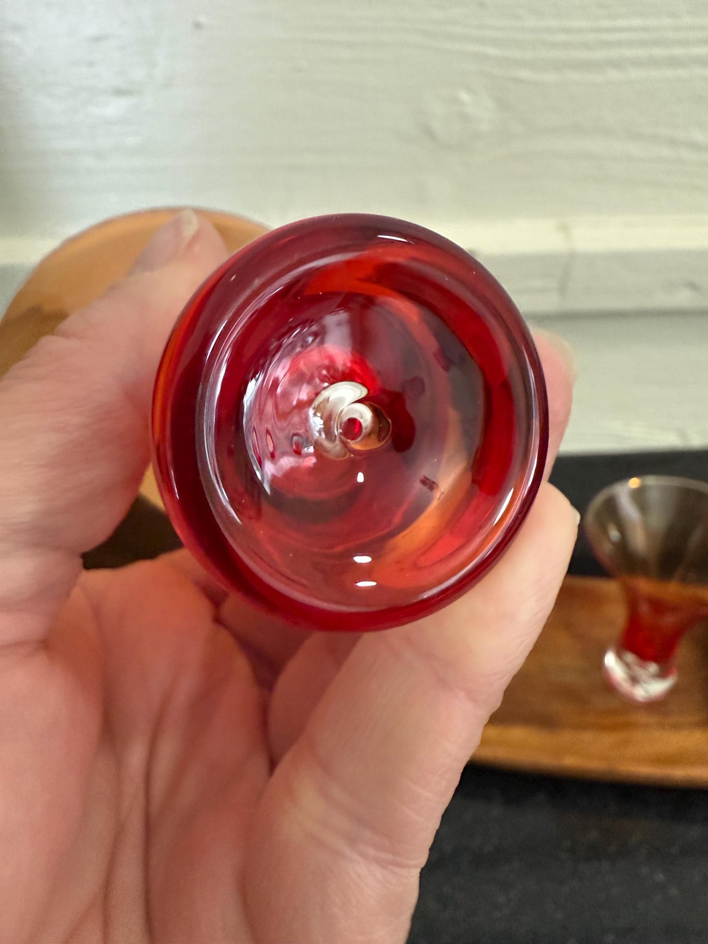 Vintage Amber Red Cocktail Glasses Set of 2