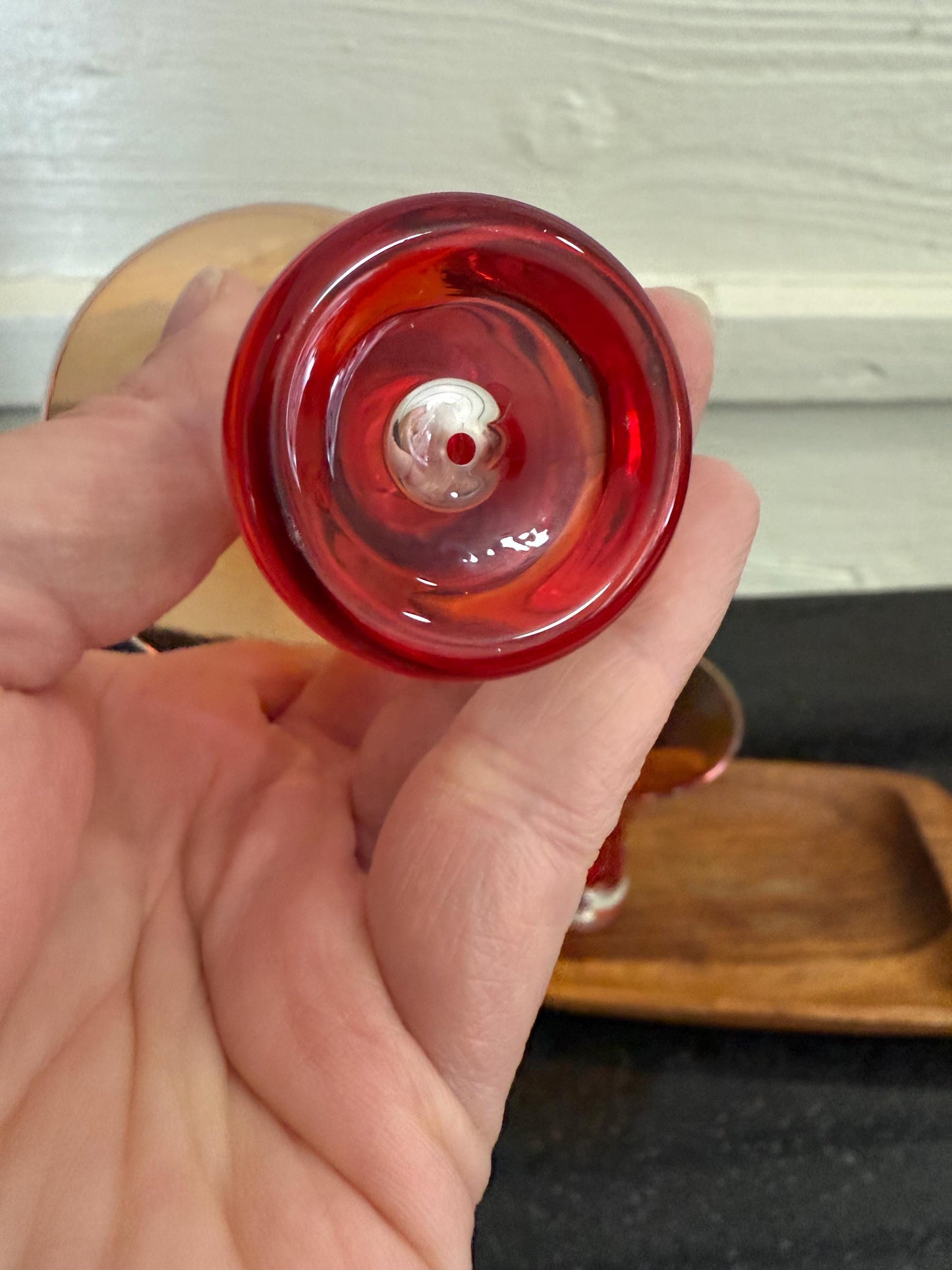 Vintage Amber Red Cocktail Glasses Set of 2