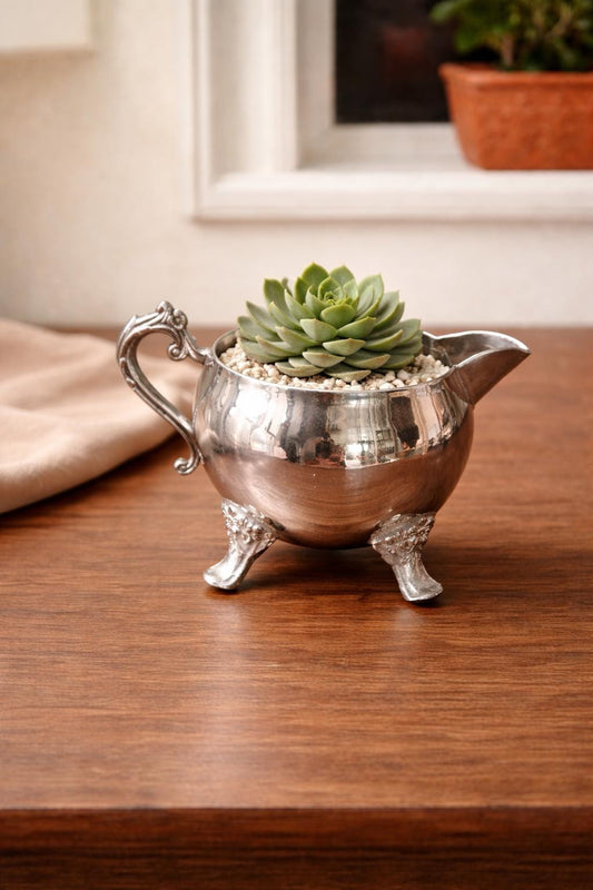 Vintage Silver Plated Creamer Maybe a Repurposed Planter