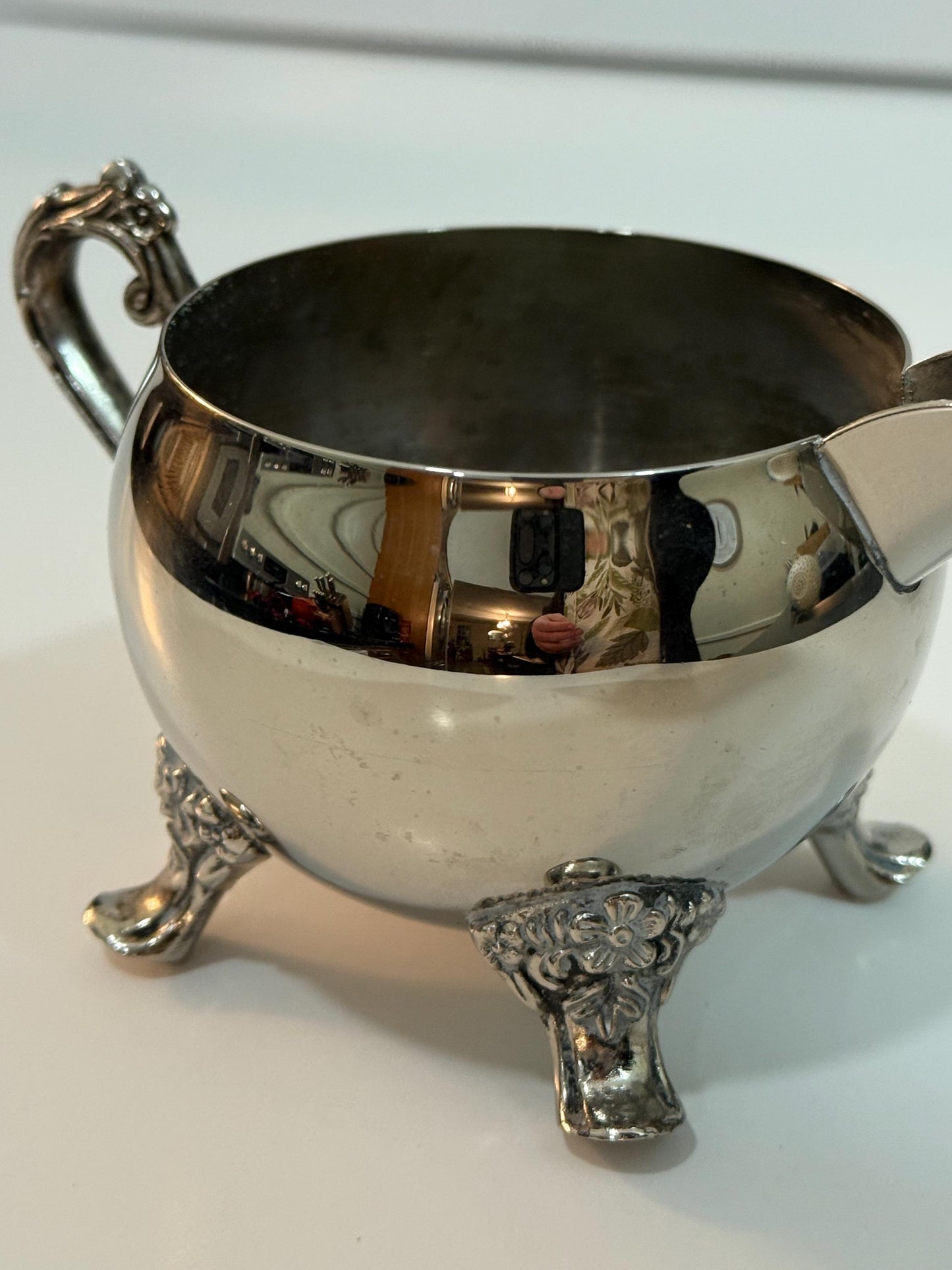 Vintage Silver Plated Creamer Maybe a Repurposed Planter