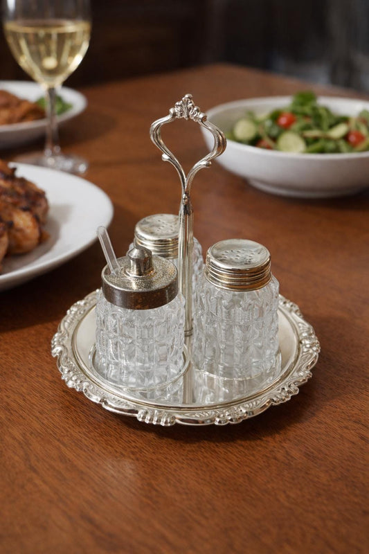 Silver-Plated Salt and Pepper Set – Vintage Tabletop Decor
