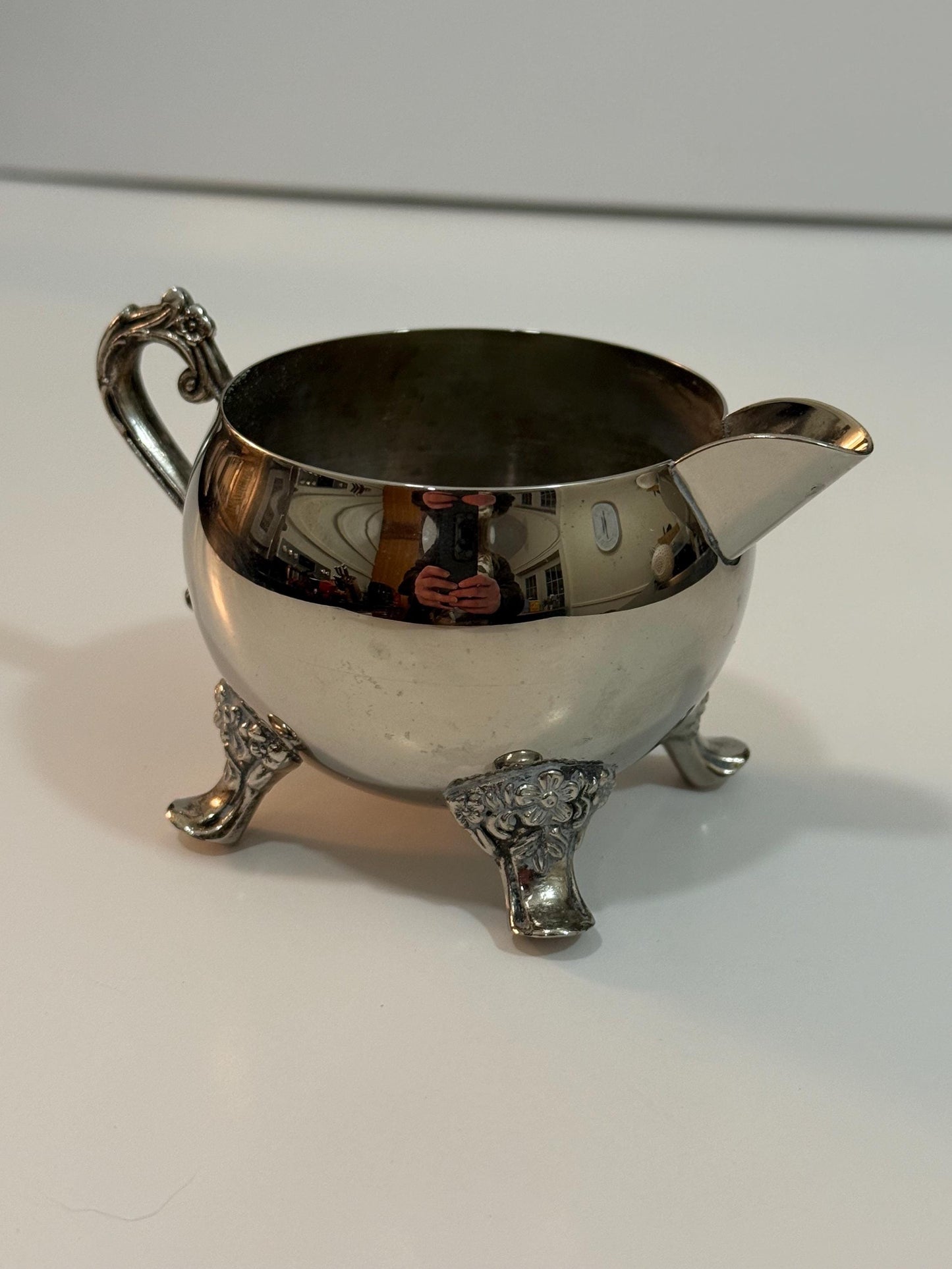 Vintage Silver Plated Creamer Maybe a Repurposed Planter