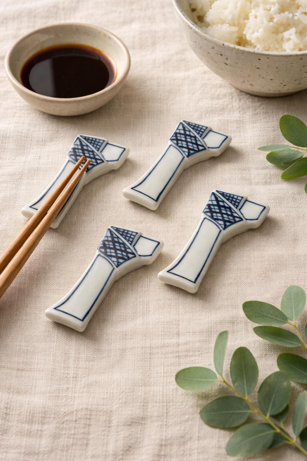 Set of four Japanese Hand Painted Chopsticks Rest