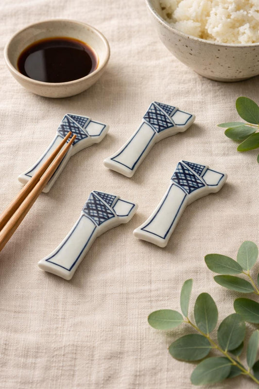 Set of four Japanese Hand Painted Chopsticks Rest