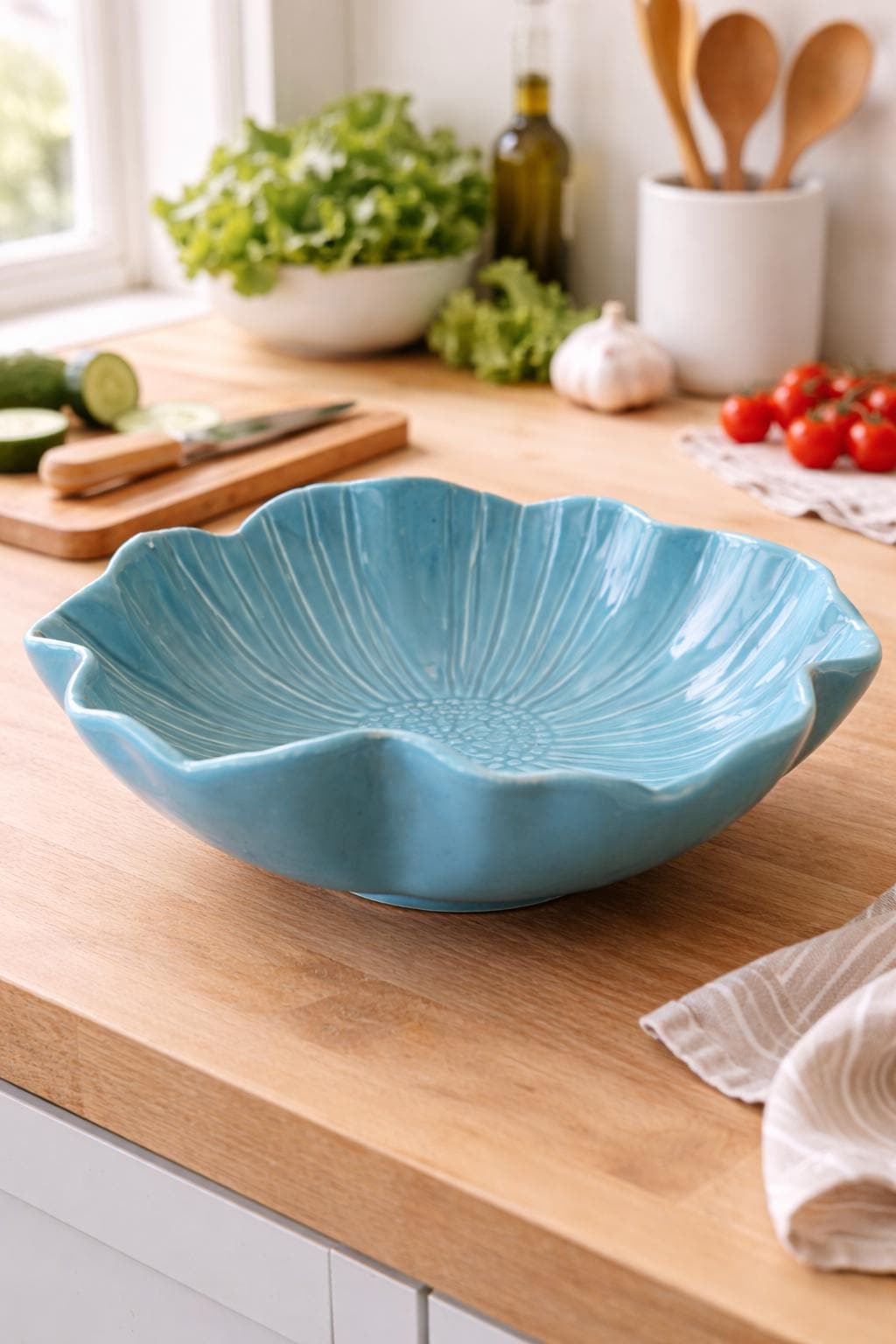Vintage Deartis Blue Flower Large Bowl