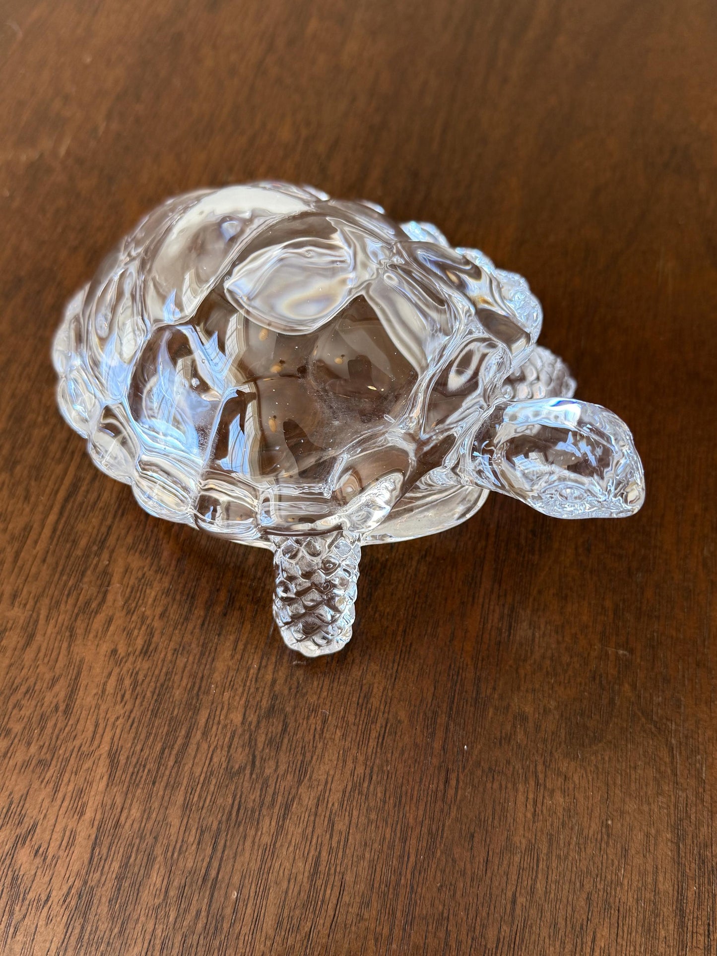 Vintage Clear Glass Turtle Figurine Paperweight
