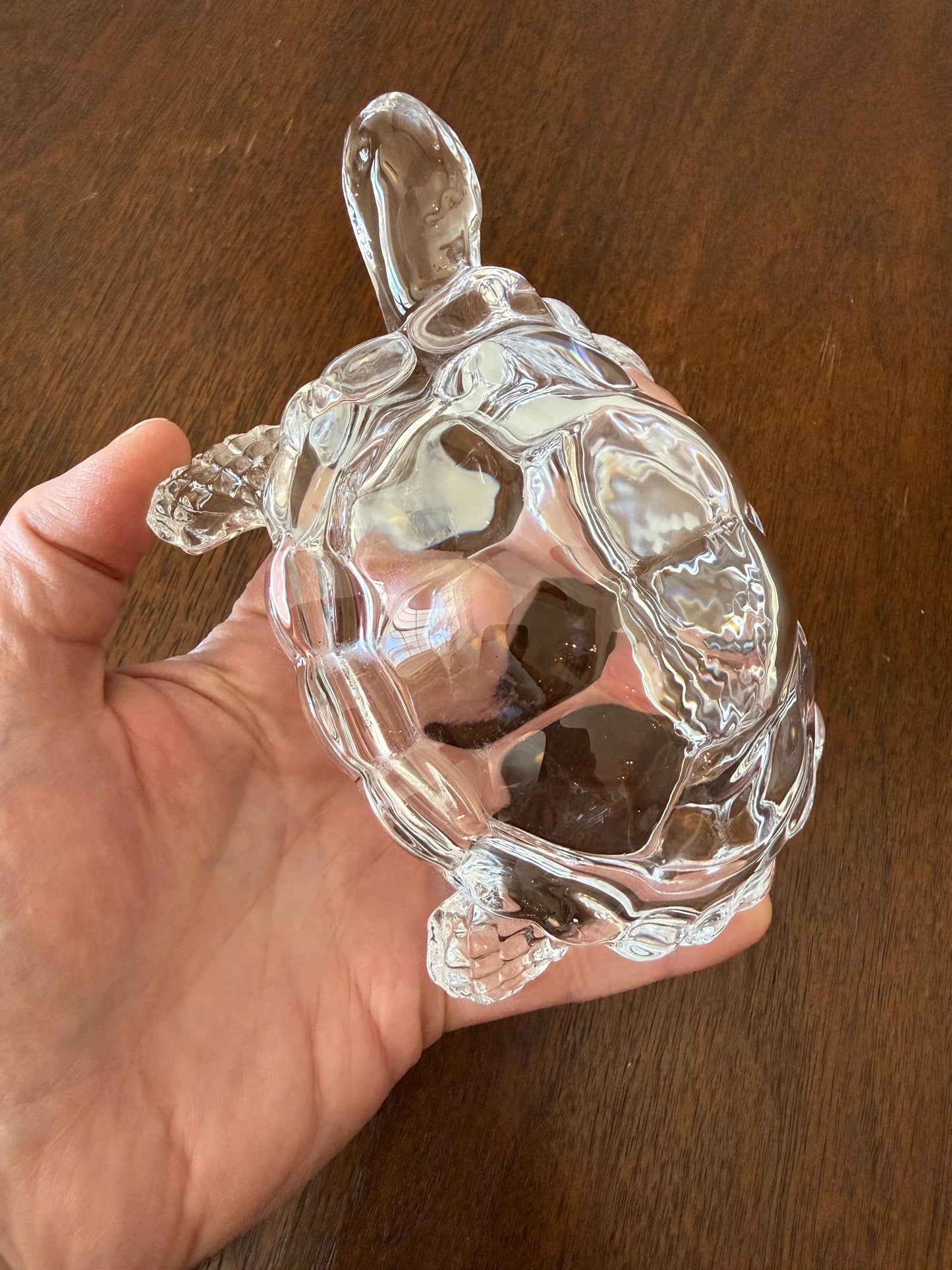 Vintage Clear Glass Turtle Figurine Paperweight