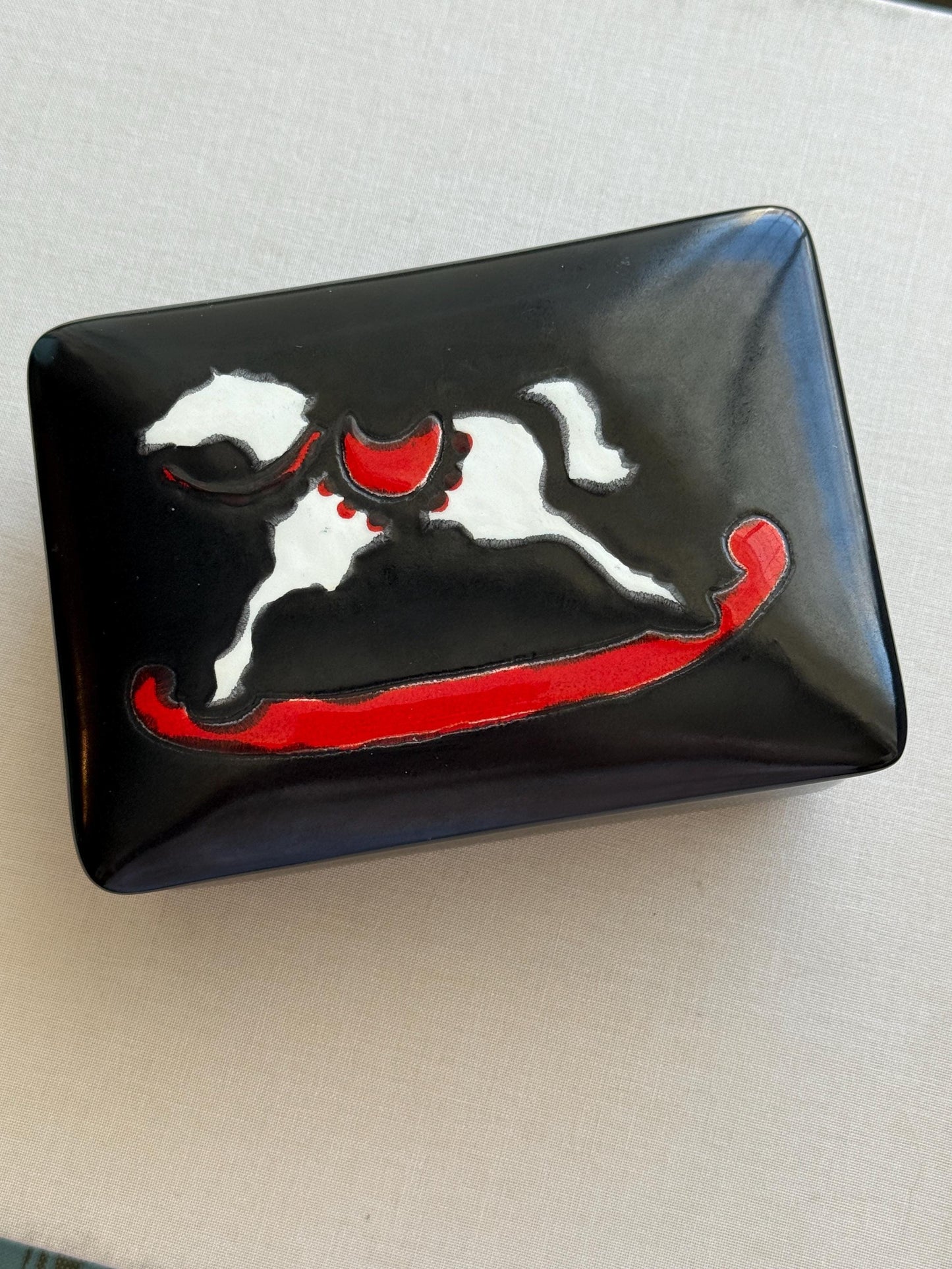 Vintage Rocking Horse Ceramic Trinket Box