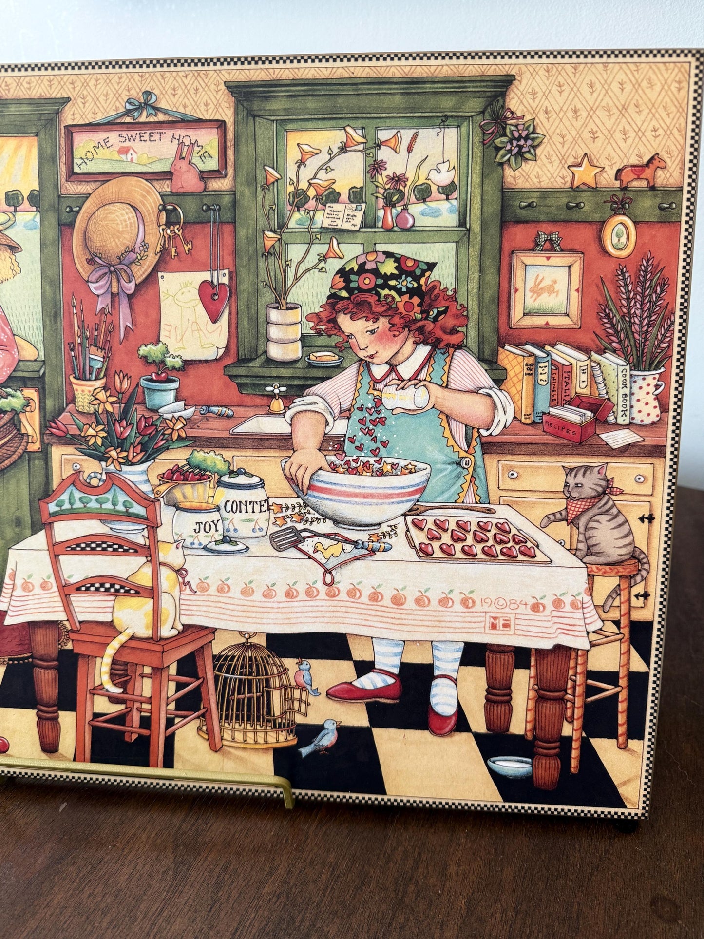 Vintage Florence Rosenthal “Recipe for Happiness” Print, Cottage Kitchen Wall Art, Folk Art Illustration