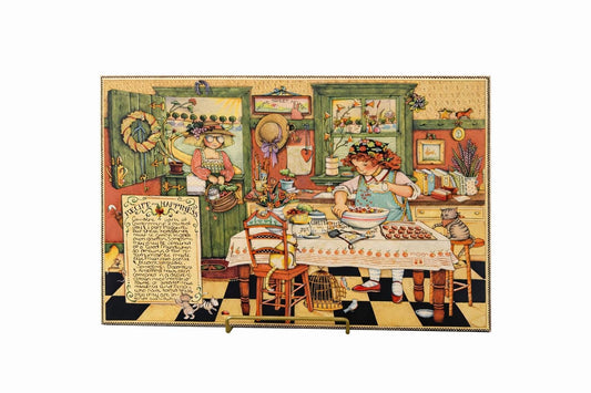 Vintage Florence Rosenthal “Recipe for Happiness” Print, Cottage Kitchen Wall Art, Folk Art Illustration
