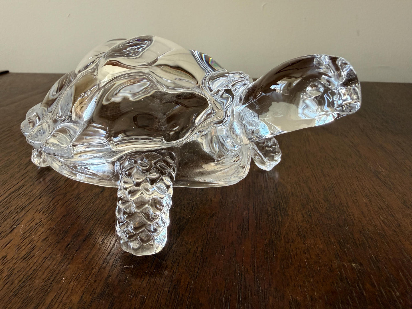Vintage Clear Glass Turtle Figurine Paperweight