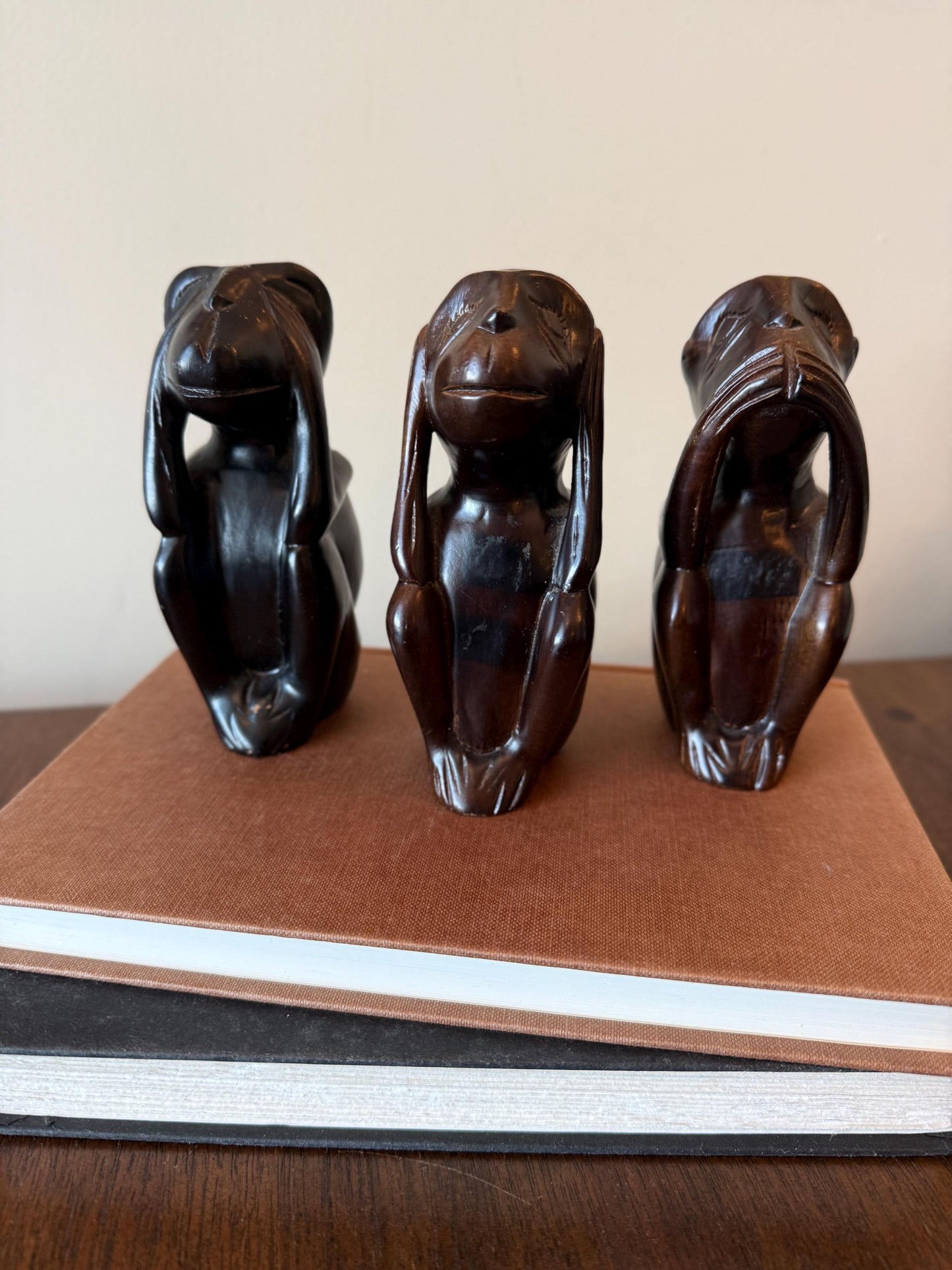 Vintage Hand Carved Three Wise Monkeys Set