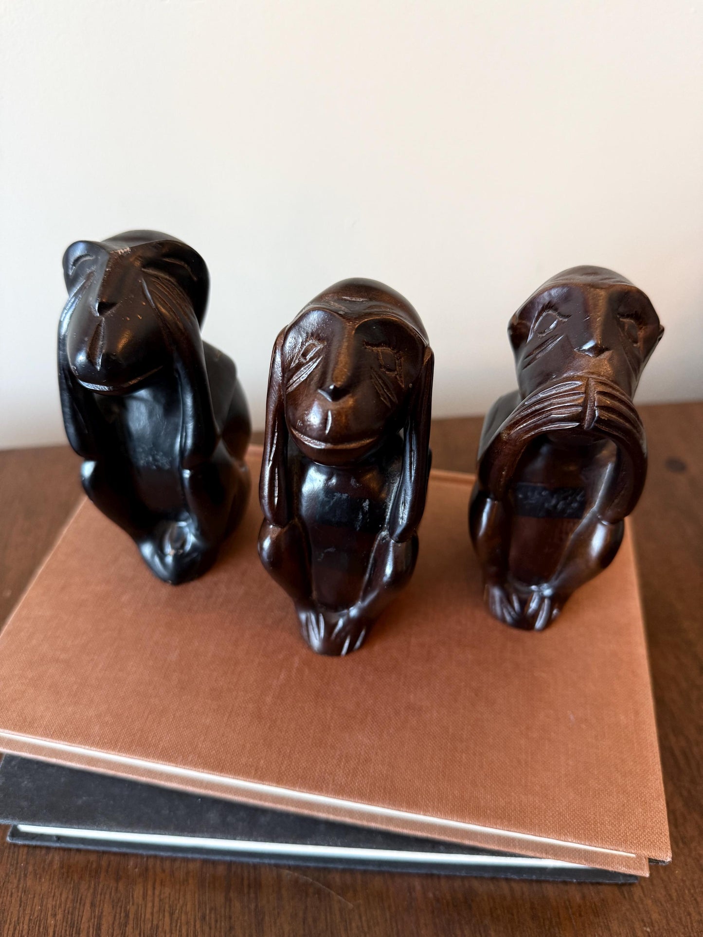 Vintage Hand Carved Three Wise Monkeys Set