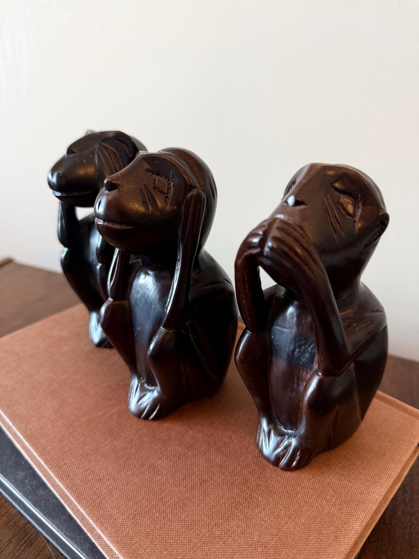 Vintage Hand Carved Three Wise Monkeys Set