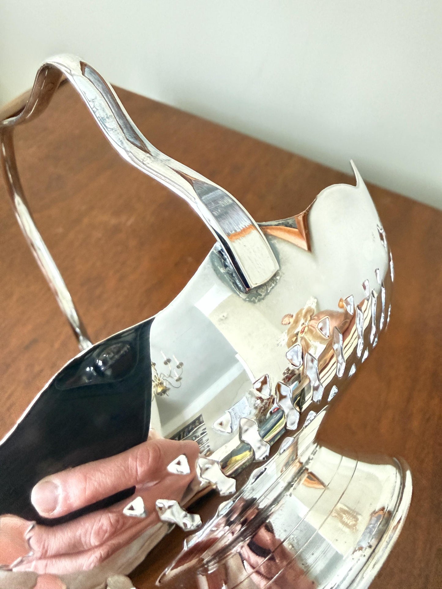 Vintage Silver Plated Basket with Handle, Small Pedestal Candy Dish