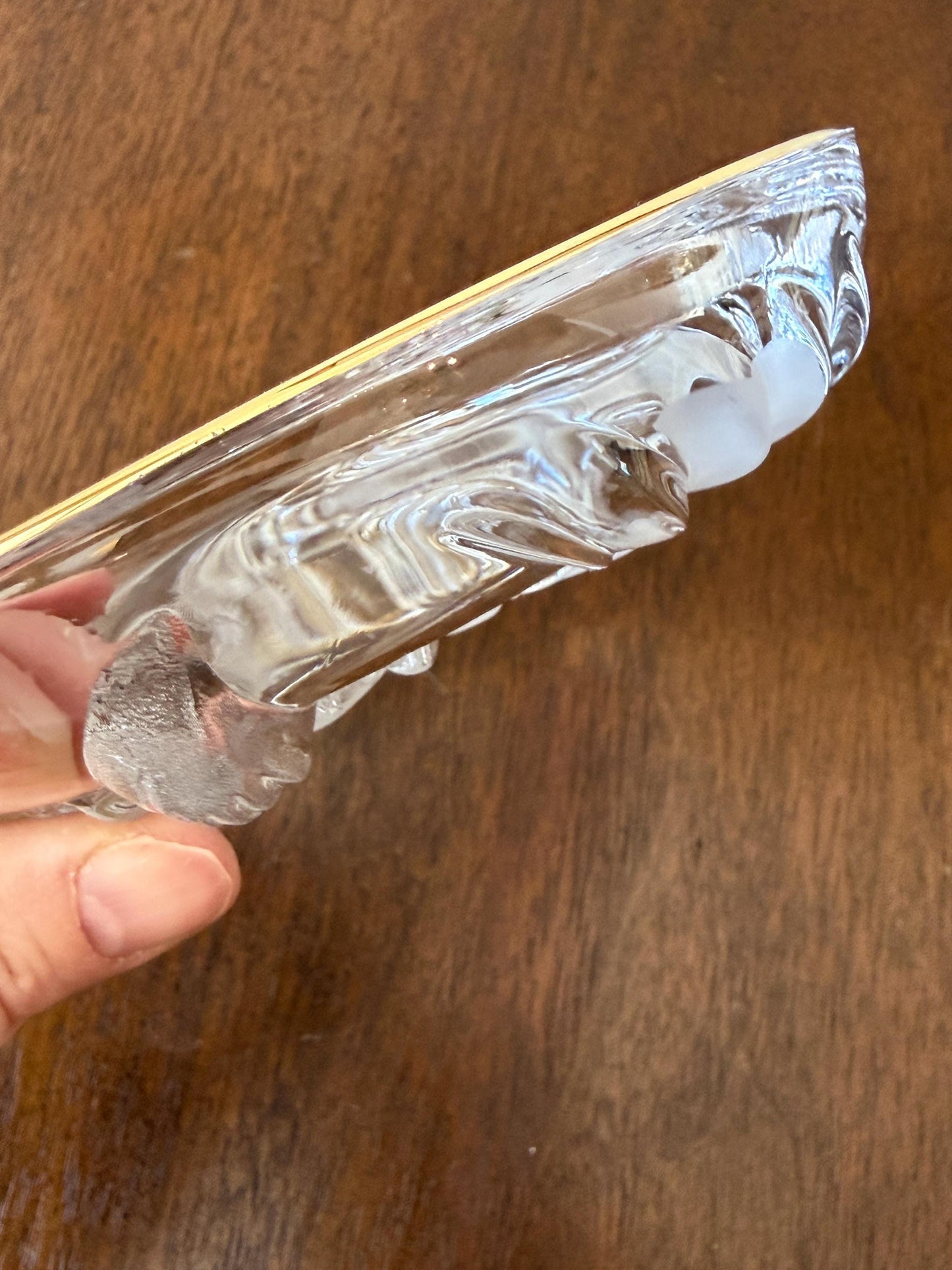 Vintage Mikasa Crystal Candy Dish with Gold Rim