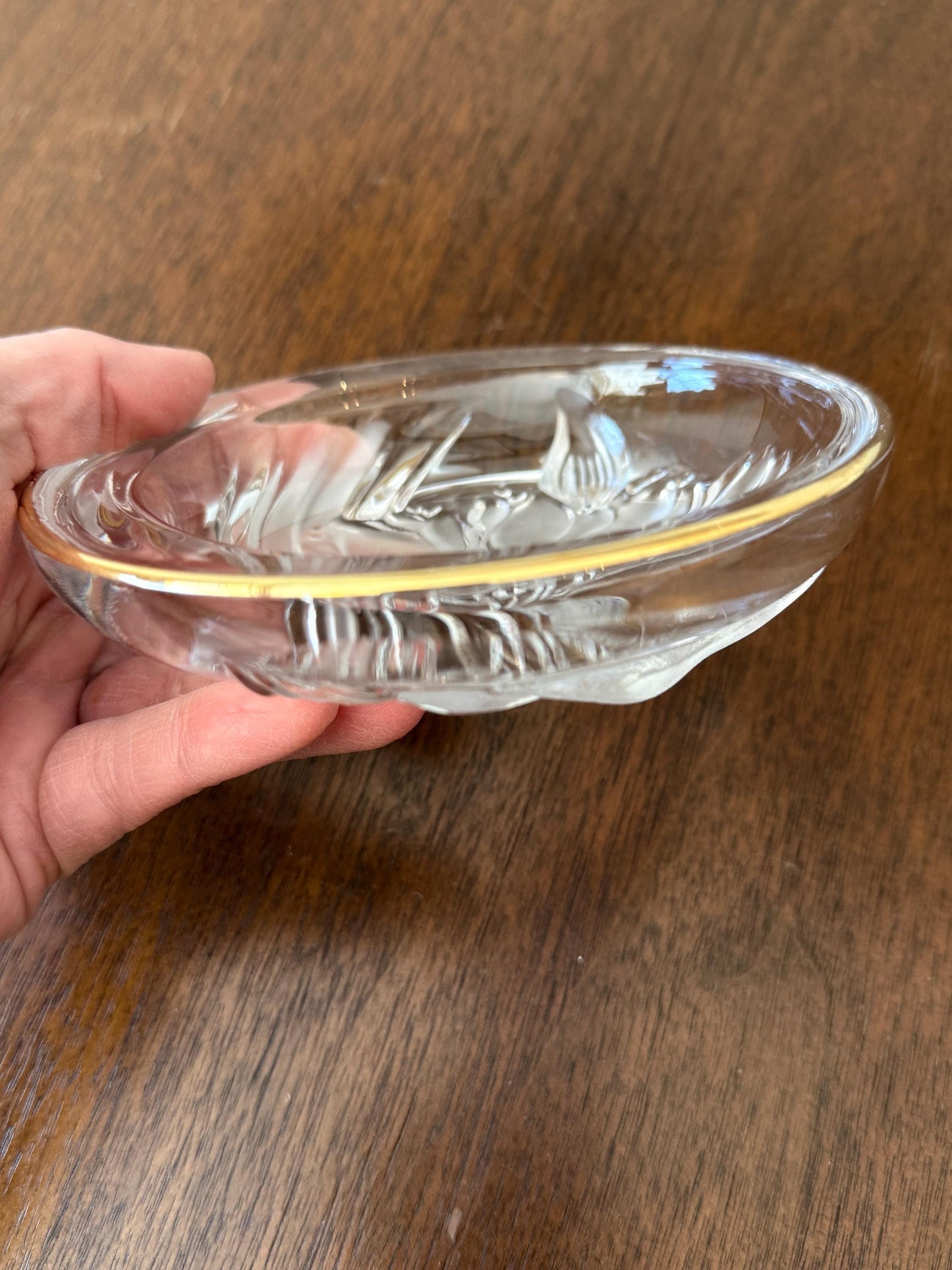 Vintage Mikasa Crystal Candy Dish with Gold Rim