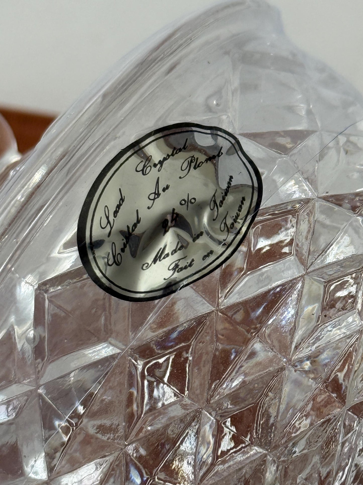 Lead Crystal Lidded Jar, Diamond Cut Candy Dish, Small Vanity Trinket