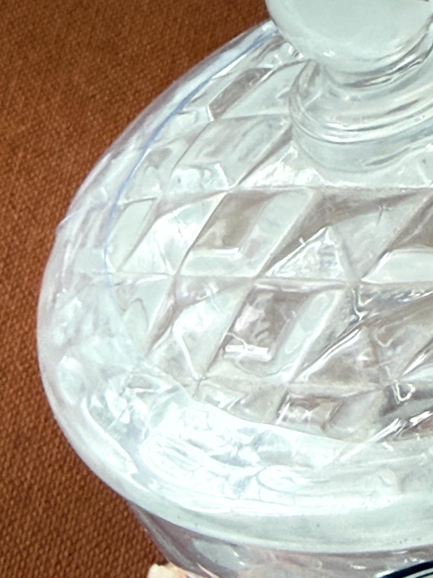 Lead Crystal Lidded Jar, Diamond Cut Candy Dish, Small Vanity Trinket
