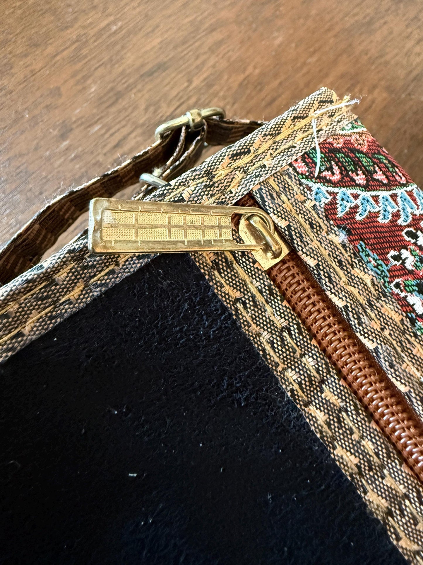 Vintage Turkish Kilim Style Shoulder Bag, Unused Tapestry Paisley Purse, Suede Accent Handbag, Adjustable Strap, Boho Crossbody Bag